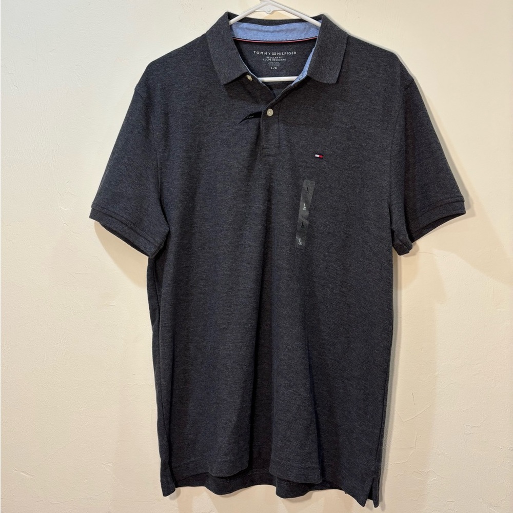 NWT Tommy Hilfiger Men's Charcoal Gray Wicking Polo Shirt